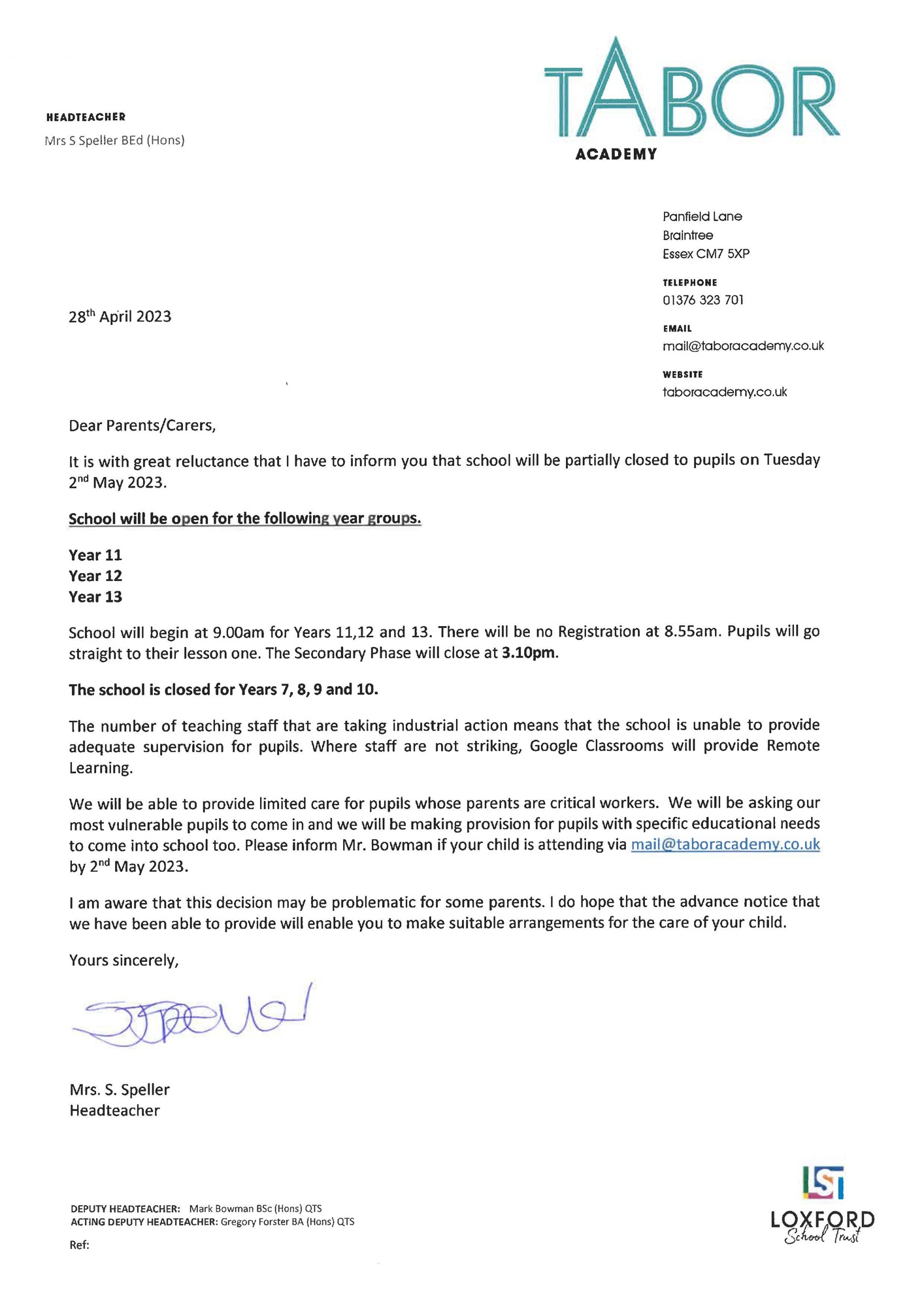 Strike Letter 2nd May